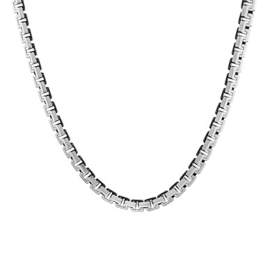 Серебряная цепь, плетение Сколоченный якорь, покрытие оксид и чернение, ширина 5 мм