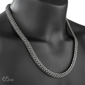 Серебряная мужская цепь, плетение Питон, чернение, ширина 1 см Цепочка на шею,Серебро,с замком Карабинный,РОССИЯ