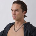 Серебряная мужская цепь, плетение Питон, чернение, ширина 1 см Цепочка на шею,Серебро,с замком Карабинный,РОССИЯ