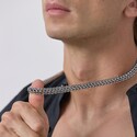 Серебряная мужская цепь, плетение Питон, чернение, ширина 1 см Цепочка на шею,Серебро,с замком Карабинный,РОССИЯ