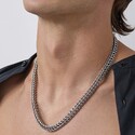 Серебряная мужская цепь, плетение Питон, чернение, ширина 1 см Цепочка на шею,Серебро,с замком Карабинный,РОССИЯ