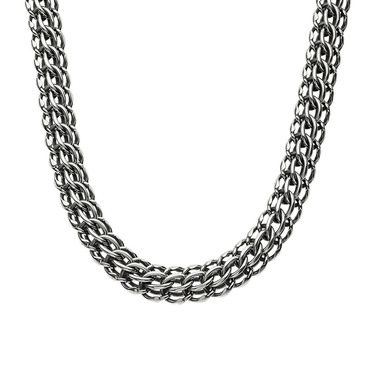 Серебряная мужская цепь, плетение Питон, чернение, ширина 1 см