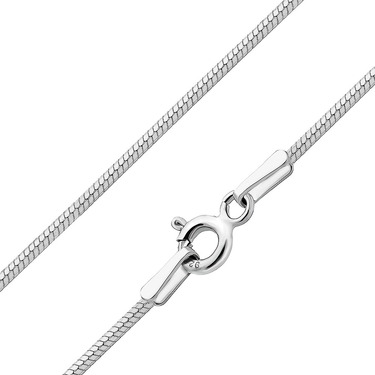 Серебряная цепочка, плетение снейк с гранью, покрытие родий, ширина 1,1 мм