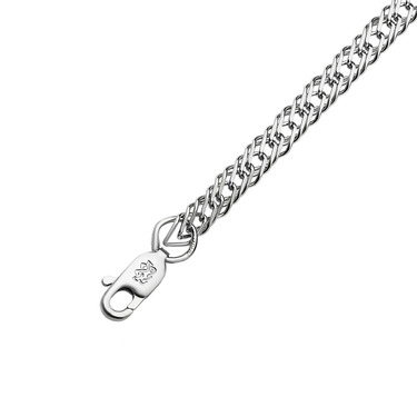 Серебряная цепочка, плетение Тройной ромб, родированая, ширина 3,8 мм