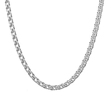 Серебряная цепочка, плетение Тройной ромб, родированая, ширина 3,8 мм