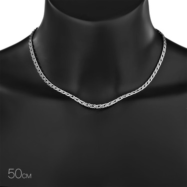 Серебряная цепочка, плетение Тройной ромб, родированая, ширина 3,8 мм