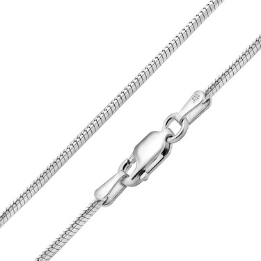 Серебряная цепочка, плетение снейк с гранью, покрытие родий, ширина 1,3 мм