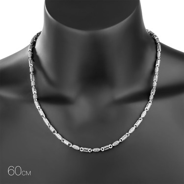 Серебряная мужская литая круглая цепь, покрытие родием, ширина 4,2 мм