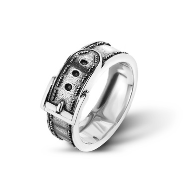 Серебряное винтажное кольцо Пояс / Ремень, чернение