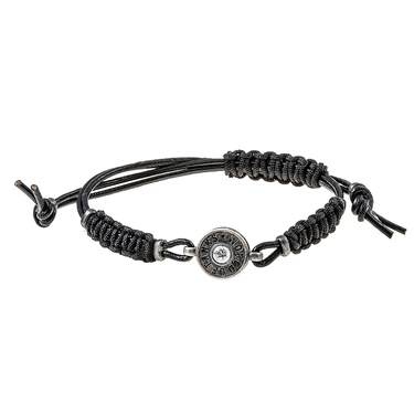 Кожаный браслет с изменяемым размером, с серебряной вставкой World of Tanks с белым фианитом