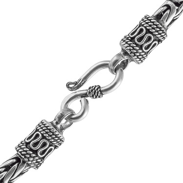 Серебряный браслет Византийского плетения / Лисий хвост, с чернением, тайский замок, ширина 5 мм