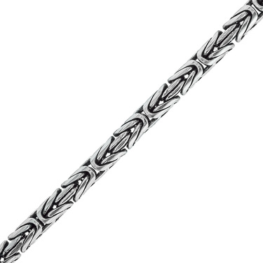 Серебряный браслет Византийского плетения / Лисий хвост, с чернением, тайский замок, ширина 5 мм