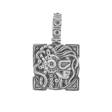 Серебряная подвеска с чернением стим-панк знак зодиака Дева