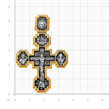 Серебряный большой мужской православный крест, чернение с позолотой