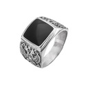 Кольцо,Печатка,Перстень,Серебро,с вставкой Обсидиан Черная цвета,РОССИЯ