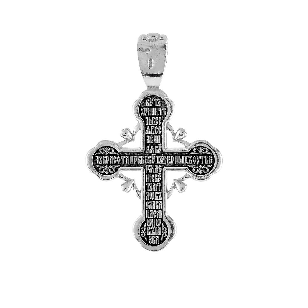 Серебряный православный крестик с чернением Крест,Подвеска,Оберег,Серебро,с вставкой Без вставок,РОССИЯ