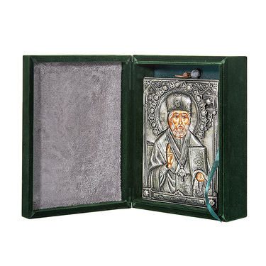 Православная икона Святой Николай Чудотворец, Антик, 12х16 см, серебро, гальваника