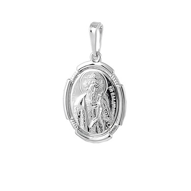 Серебряная подвеска иконка князь Владимир овал