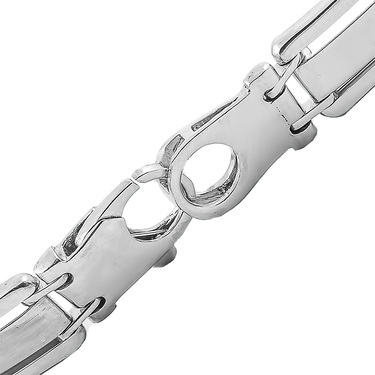 Серебряный браслет, плетение полужесткое, покрытие родий, ширина 0,8 см