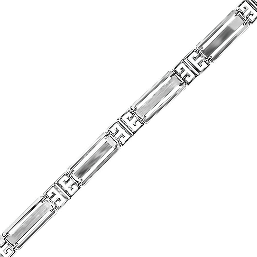 Серебряный браслет, плетение полужесткое, покрытие родий, ширина 0,8 см Браслет на руку,Серебро,с вставкой Без вставок,с замком Карабинный,РОССИЯ