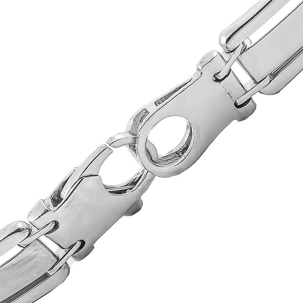 Серебряный браслет, плетение полужесткое, покрытие родий, ширина 0,8 см Браслет на руку,Серебро,с вставкой Без вставок,с замком Карабинный,РОССИЯ