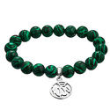 Браслет на руку,Серебро,Натуральный камень,с вставкой Зеленая цвета,с замком Без замка,РОССИЯ