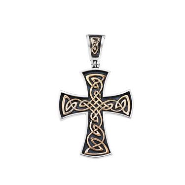 Серебряный крест "Кельтский" с золотыми накладками и чернением