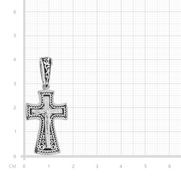 Серебряный мужской крестик, покрытие эмаль черная