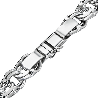 Серебряный браслет, плетение Бисмарк, чернение, ширина 1,7 см