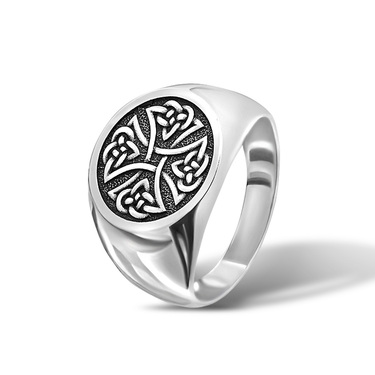 Серебряное кольцо Кельтский крест, чернение