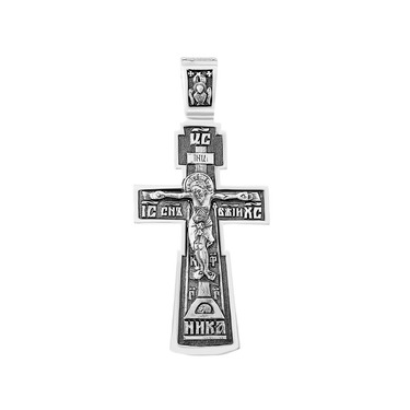 Серебряный большой мужской православный крест с чернением