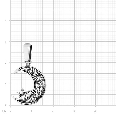 Серебряная подвеска Звезда в полумесяце с фианитом, оксид