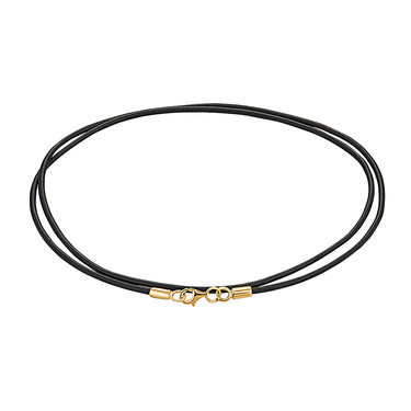 Ювелирный шнурок Гайтан черный, Натуральная кожа 2,5 мм с серебряным замком, Позолота