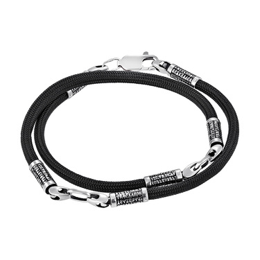 Шнурок-браслет паракорд с серебряными вставками Отче наш, родий