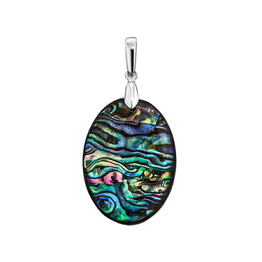 Серебряная овальная подвеска с перламутром