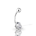 Пирсинг пупка,Серебро,с вставкой Фианит Белая цвета,с замком Шарик,РОССИЯ
