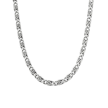 Серебряная цепочка плетение скобки, покрытие родием, ширина 4,2 мм