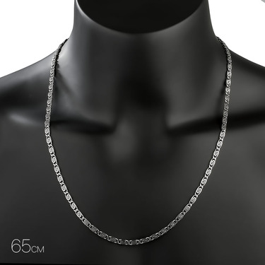 Серебряная цепочка плетение скобки, покрытие родием, ширина 4,2 мм