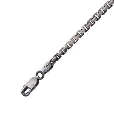 Серебряный браслет, плетение Сколоченный якорь, покрытие палладий с чернением, ширина 3 мм