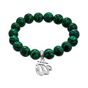 Браслет на руку,Серебро,Натуральный камень,с вставкой Зеленая цвета,с замком Без замка,РОССИЯ