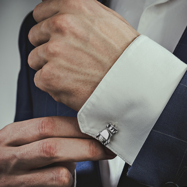 Серебряные запонки автомобиль Ford - модель Т, родий