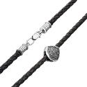Колье,Шнурок,Гайтана,Серебро,Натуральная кожа,с вставкой Серебряная вставка Белая цвета,с замком Карабинный,РОССИЯ