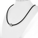 Колье,Шнурок,Гайтана,Серебро,Натуральная кожа,с вставкой Серебряная вставка Белая цвета,с замком Карабинный,РОССИЯ