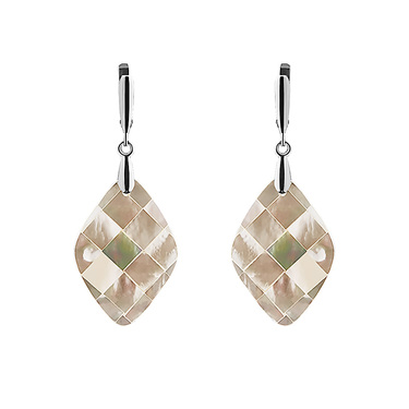 Перламутровые серьги ромбы, белые, мозаика
