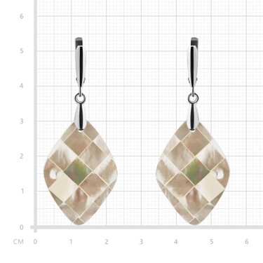 Перламутровые серьги ромбы, белые, мозаика
