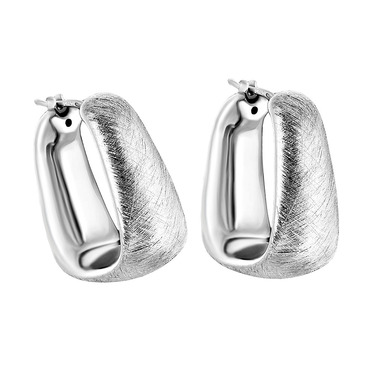 Серебряные серьги квадратной формы, матированные, покрытие родий