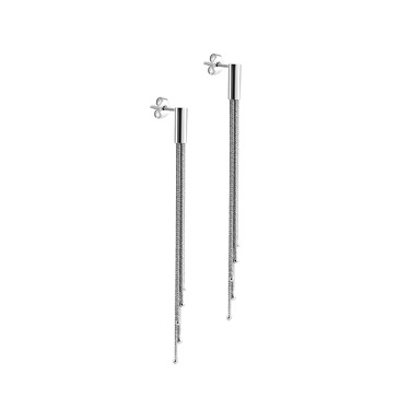 Серебряные серьги прямые,плетение снейк, длина 7,3 см