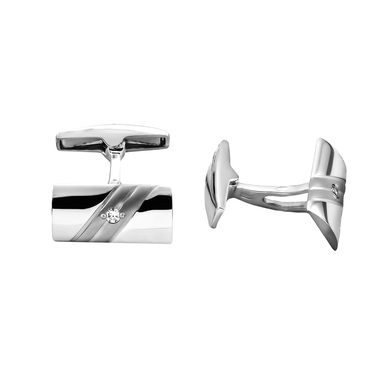 Серебряные запонки в рубашку, с белым фианитом