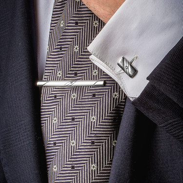 Серебряные запонки в рубашку, с белым фианитом