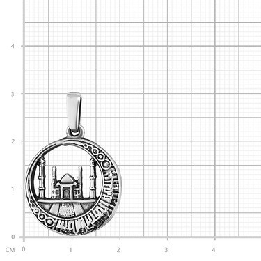 Серебряная подвеска мусульманская Мечеть, оксидирование